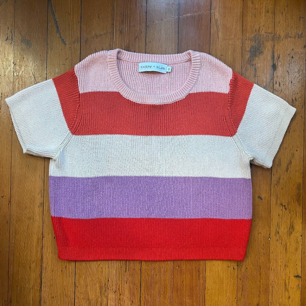 Poppy  + Pima 100% Pima Cotton Short Sleeve Sweater Size Small